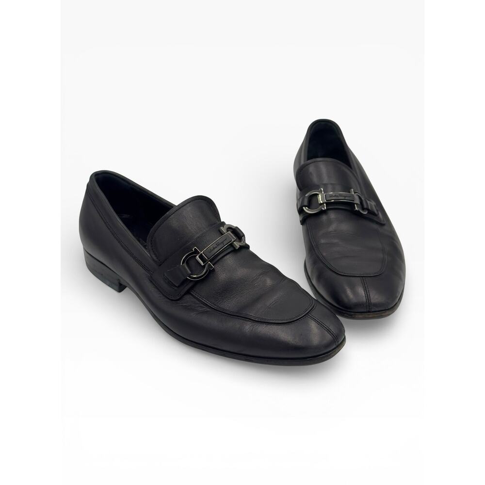 Gancini Bit Loafers Black Leather Mens US 10 UK 9 EU 43 D